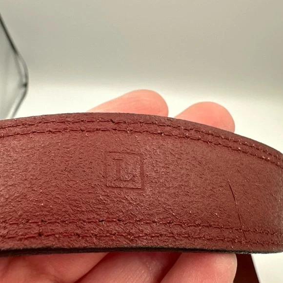 VTG Red Genuine Leather Fossil Brass Buckle Belt Size L 36-40” - Picture 11 of 16